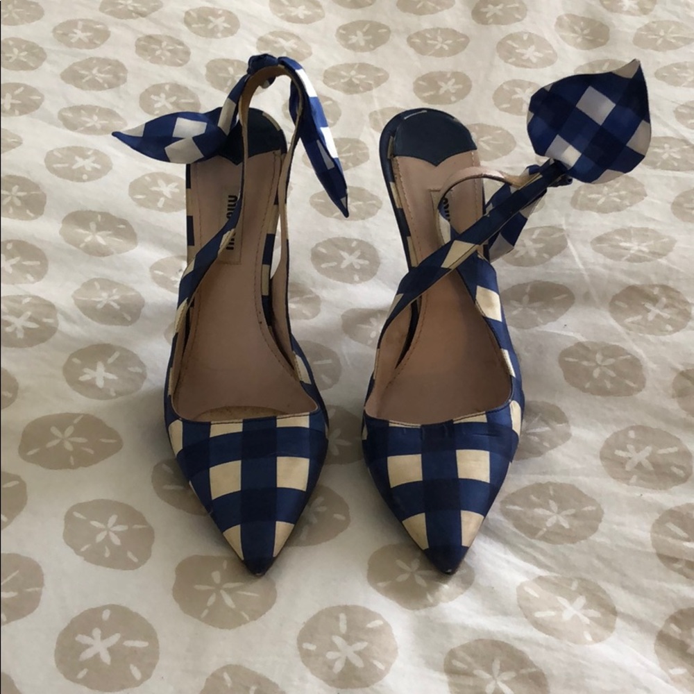 Miu Miu Gingham Sling Backs.